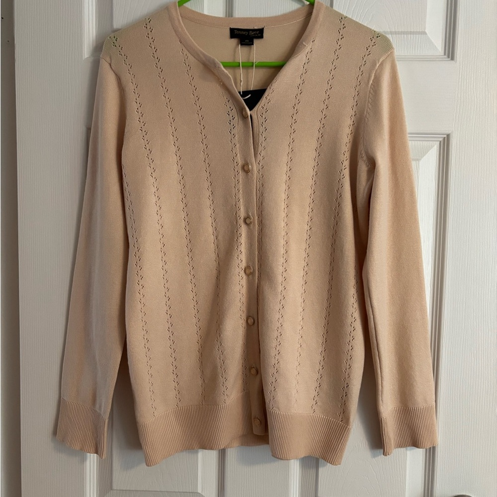 Tenney Rose Oatmeal Knit Button Cardigan Sweater – Size M (NWT)